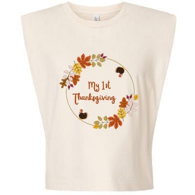 My 1st Thanksgiving. Thanksgiving Onepiece. Baby Thanksgiving. Turkey Day. Thank Garment-Dyed Women's Muscle Tee