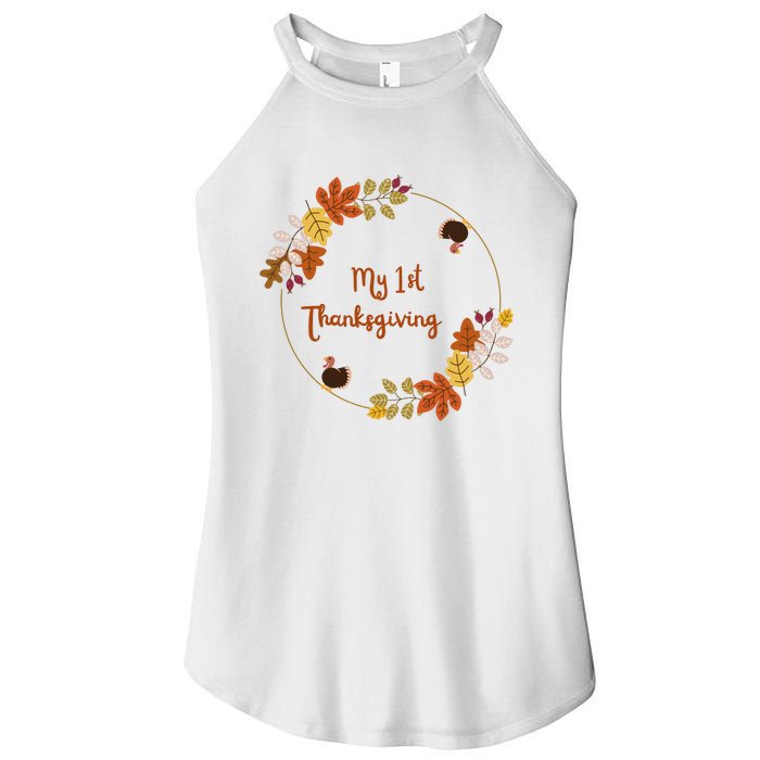 My 1st Thanksgiving. Thanksgiving Onepiece. Baby Thanksgiving. Turkey Day. Thank Women’s Perfect Tri Rocker Tank