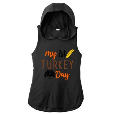 My 1st Turkey Day Thanksgiving Ladies PosiCharge Tri-Blend Wicking Draft Hoodie Tank