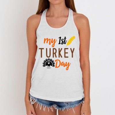 My 1st Turkey Day Thanksgiving Women's Knotted Racerback Tank