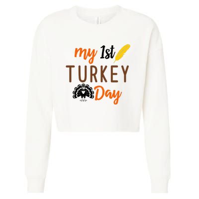 My 1st Turkey Day Thanksgiving Cropped Pullover Crew