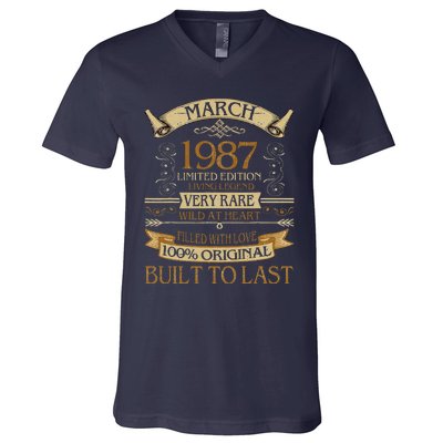 March 1987 Vintage 36th Birthday 36 Years Old V-Neck T-Shirt