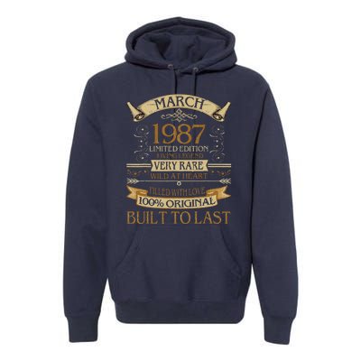 March 1987 Vintage 36th Birthday 36 Years Old Premium Hoodie