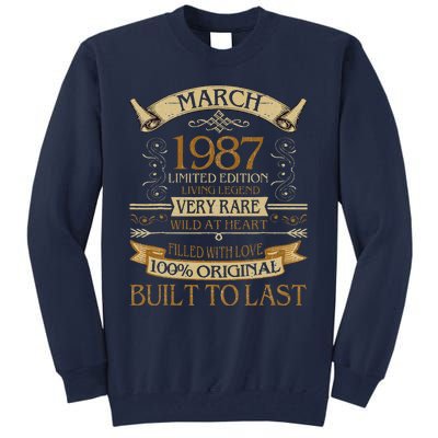 March 1987 Vintage 36th Birthday 36 Years Old Tall Sweatshirt