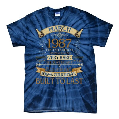 March 1987 Vintage 36th Birthday 36 Years Old Tie-Dye T-Shirt