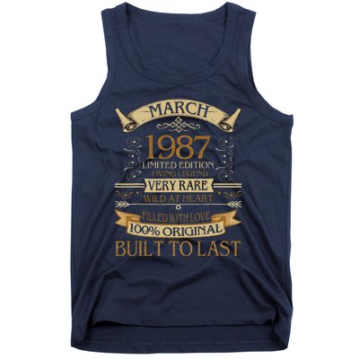 March 1987 Vintage 36th Birthday 36 Years Old Tank Top