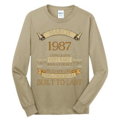 March 1987 Vintage 36th Birthday 36 Years Old Tall Long Sleeve T-Shirt