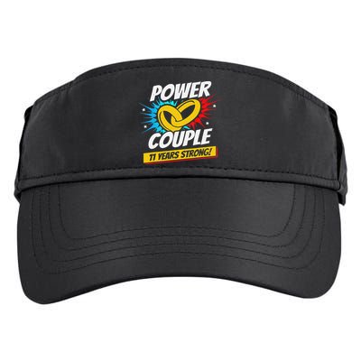 Married 11 Years Power Couple 11th Wedding Anniversary Adult Drive Performance Visor