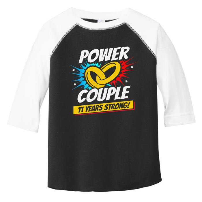 Married 11 Years Power Couple 11th Wedding Anniversary Toddler Fine Jersey T-Shirt