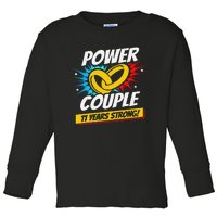 Married 11 Years Power Couple 11th Wedding Anniversary Toddler Long Sleeve Shirt