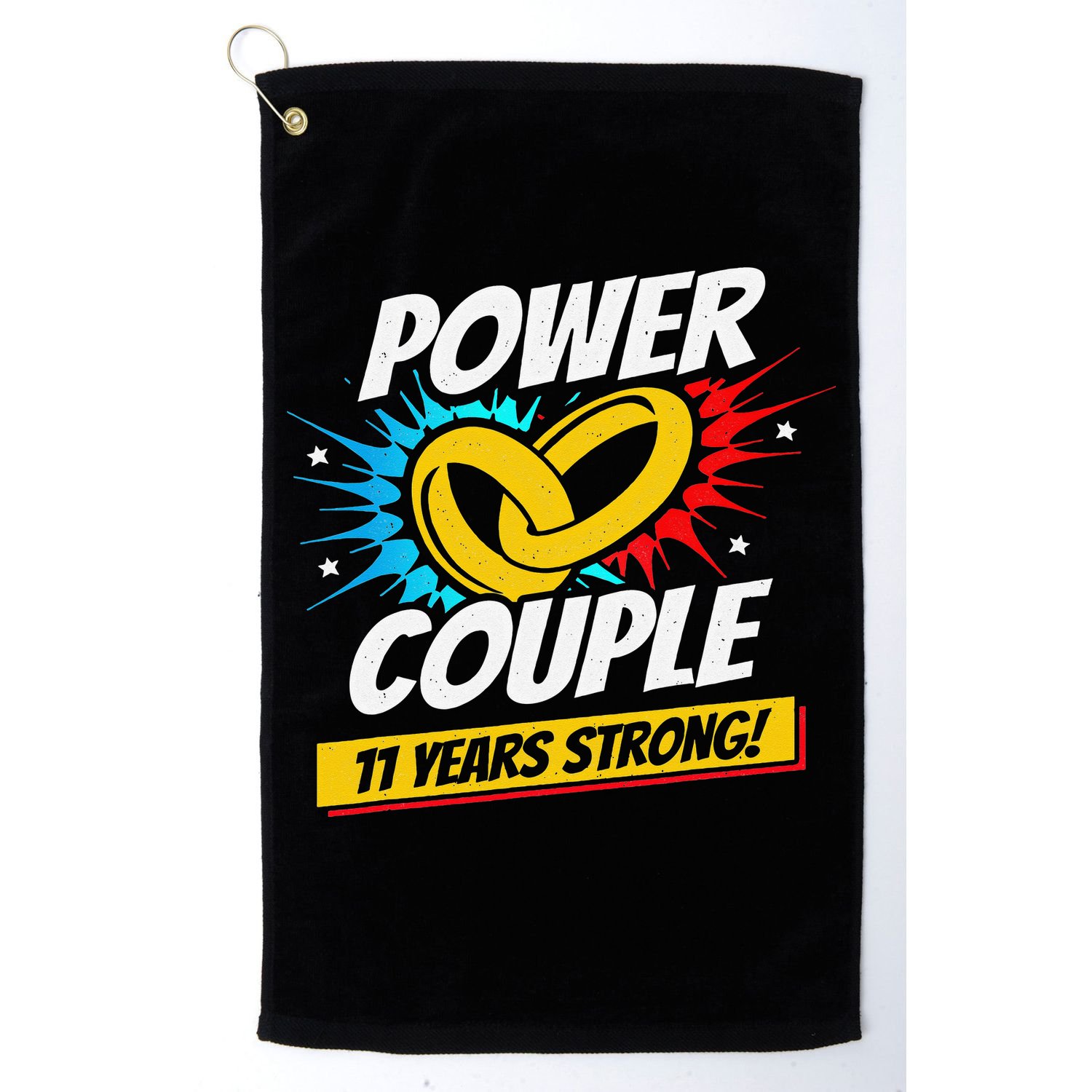 Married 11 Years Power Couple 11th Wedding Anniversary Golf Towel