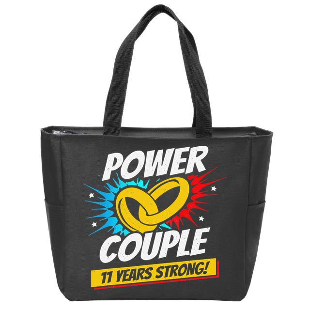 Married 11 Years Power Couple 11th Wedding Anniversary Zip Tote Bag