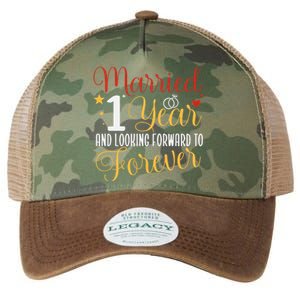 Married 1 Year 1st Wedding Anniversary Couples Matching Legacy Tie Dye Trucker Hat