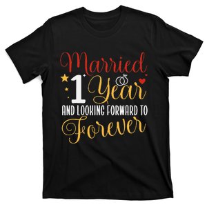 Married 1 Year 1st Wedding Anniversary Couples Matching T-Shirt