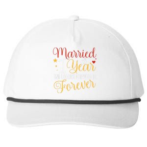 Married 1 Year 1st Wedding Anniversary Couples Matching Snapback Five-Panel Rope Hat