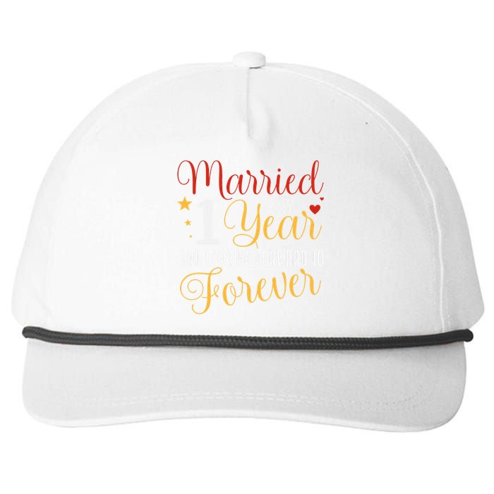 Married 1 Year 1st Wedding Anniversary Couples Matching Snapback Five-Panel Rope Hat