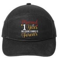 Married 1 Year 1st Wedding Anniversary Couples Matching 7-Panel Snapback Hat