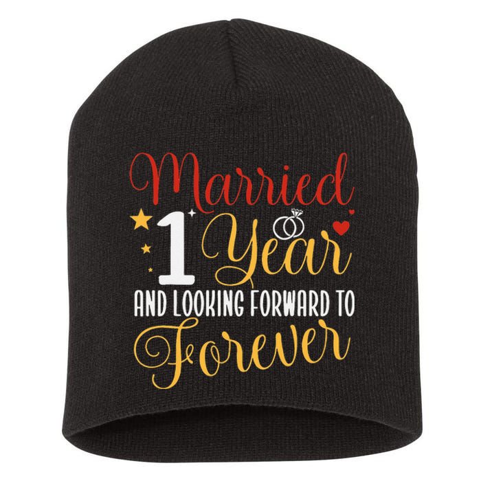 Married 1 Year 1st Wedding Anniversary Couples Matching Short Acrylic Beanie