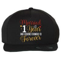 Married 1 Year 1st Wedding Anniversary Couples Matching Wool Snapback Cap