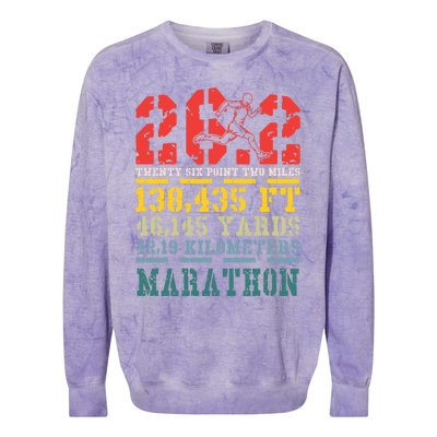 Marathoner 26 2 Math Miles Marathon Running Runner Gift Colorblast Crewneck Sweatshirt