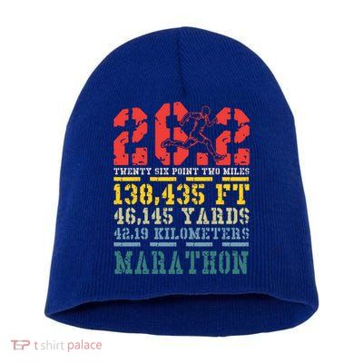 Marathoner 26 2 Math Miles Marathon Running Runner Gift Short Acrylic Beanie