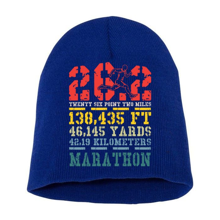 Marathoner 26 2 Math Miles Marathon Running Runner Gift Short Acrylic Beanie