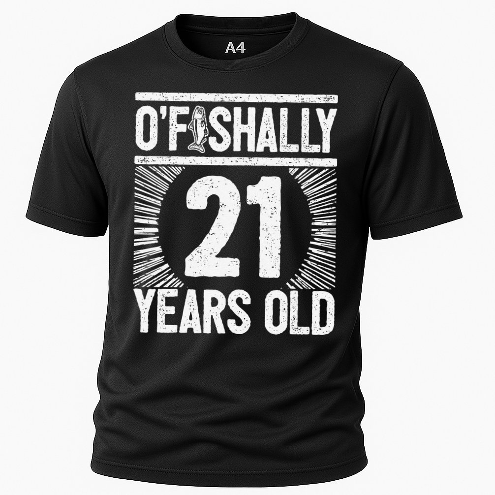 Milestone 21st Birthday 21 Years Old Angler Cooling Performance Crew T-Shirt