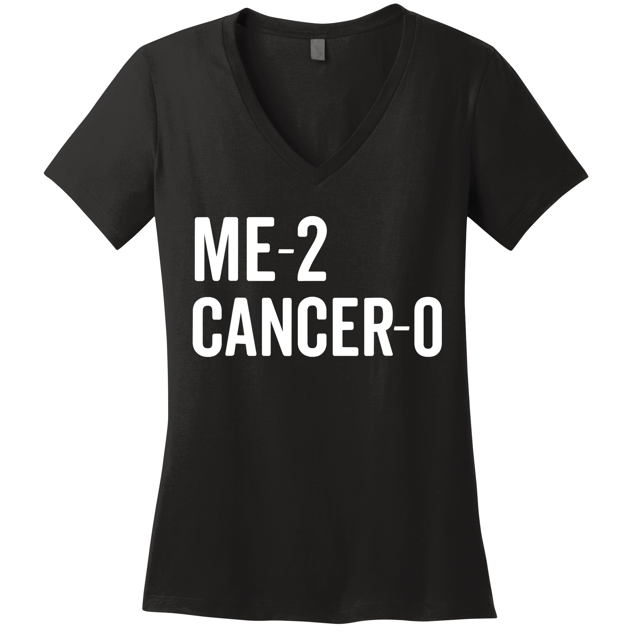 Me 2 Cancer 0 I Beat Cancer Twice Brave Survivor Cute Women's V-Neck T-Shirt