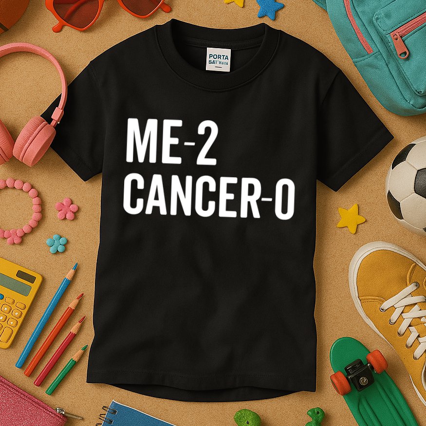 Me 2 Cancer 0 I Beat Cancer Twice Brave Survivor Cute Kids T-Shirt