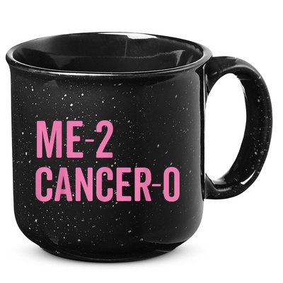 Me 2 Cancer 0 I Beat Breast Cancer Twice Survivor Cute 15oz Campfire Ceramic Mug