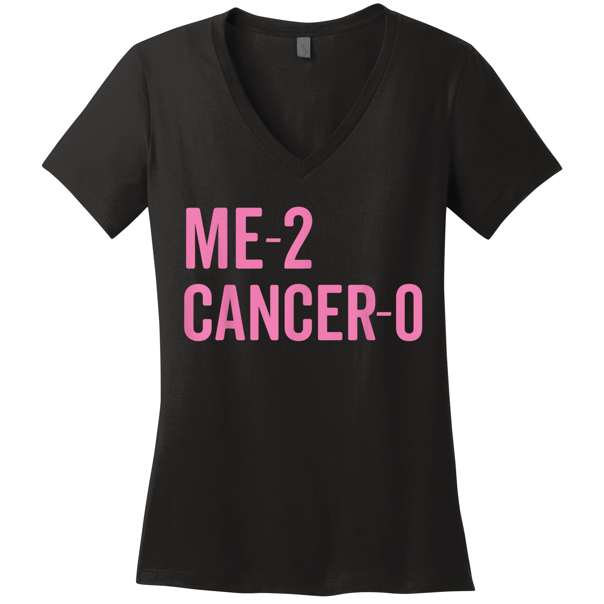 Me 2 Cancer 0 I Beat Breast Cancer Twice Survivor Cute Women's V-Neck T-Shirt