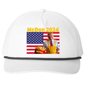 Mcdon 2024 Donald Trump Election Cookie Fries Fast Food Snapback Five-Panel Rope Hat