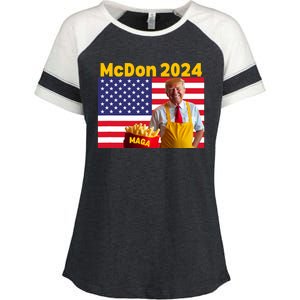 Mcdon 2024 Donald Trump Election Cookie Fries Fast Food Enza Ladies Jersey Colorblock Tee