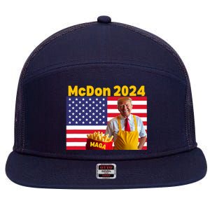 Mcdon 2024 Donald Trump Election Cookie Fries Fast Food 7 Panel Mesh Trucker Snapback Hat