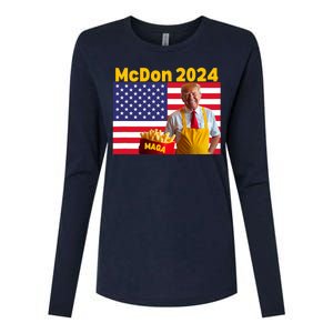 Mcdon 2024 Donald Trump Election Cookie Fries Fast Food Womens Cotton Relaxed Long Sleeve T-Shirt