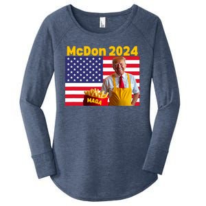 Mcdon 2024 Donald Trump Election Cookie Fries Fast Food Women's Perfect Tri Tunic Long Sleeve Shirt