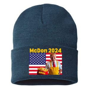 Mcdon 2024 Donald Trump Election Cookie Fries Fast Food Sustainable Knit Beanie