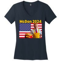 Mcdon 2024 Donald Trump Election Cookie Fries Fast Food Women's V-Neck T-Shirt