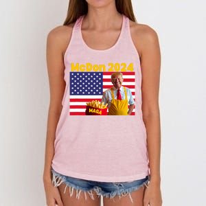 Mcdon 2024 Donald Trump Election Cookie Fries Fast Food Women's Knotted Racerback Tank