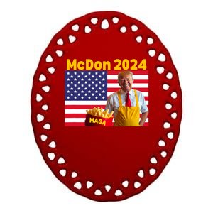 Mcdon 2024 Donald Trump Election Cookie Fries Fast Food Ceramic Oval Ornament