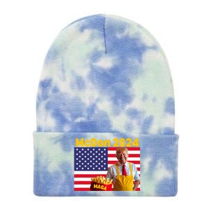 Mcdon 2024 Donald Trump Election Cookie Fries Fast Food Tie Dye 12in Knit Beanie