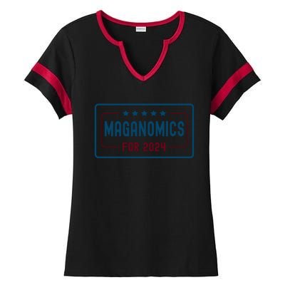 Maganomics For 2024 Donald Trump 2024 Ladies Halftime Notch Neck Tee