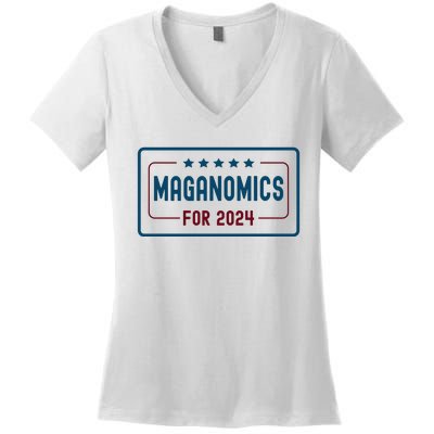 Maganomics For 2024 Donald Trump 2024 Women's V-Neck T-Shirt