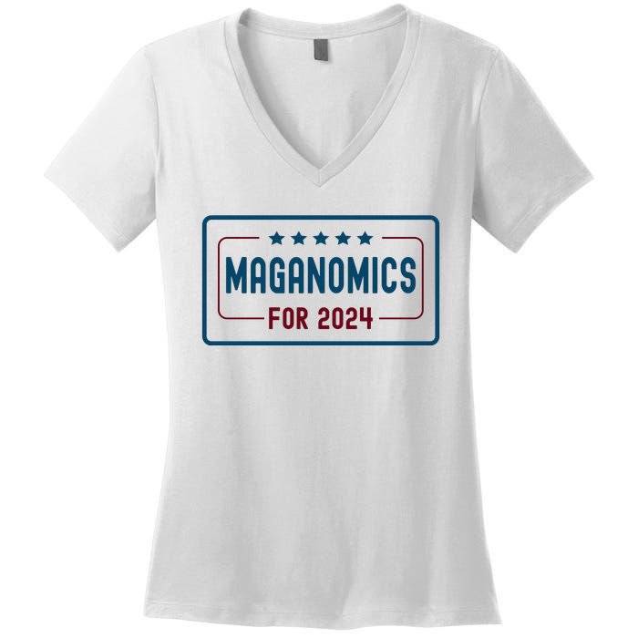 Maganomics For 2024 Donald Trump 2024 Women's V-Neck T-Shirt