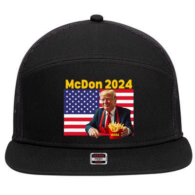 Mcdon 2024 Donald Trump French Fry Cooking Fries 7 Panel Mesh Trucker Snapback Hat