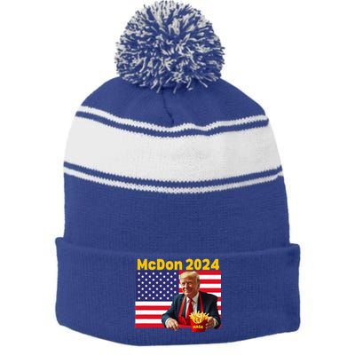 Mcdon 2024 Donald Trump French Fry Cooking Fries Stripe Pom Pom Beanie