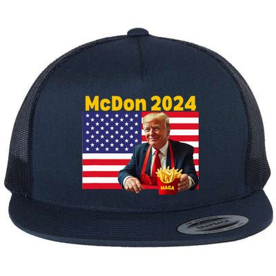 Mcdon 2024 Donald Trump French Fry Cooking Fries Flat Bill Trucker Hat