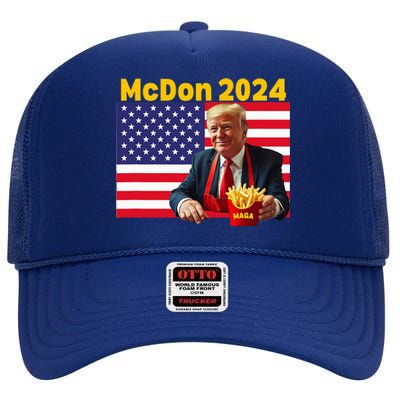 Mcdon 2024 Donald Trump French Fry Cooking Fries High Crown Mesh Back Trucker Hat