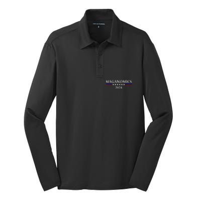 Maganomics 2024 Donald Trump 2024 Silk Touch Performance Long Sleeve Polo