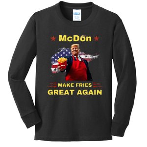 Mcdon 2024 Donald Trump French Fry Cooking Friesff Kids Long Sleeve Shirt